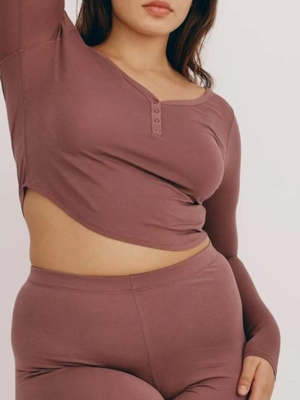 SOLD Cropped Longsleeve Henley Tee